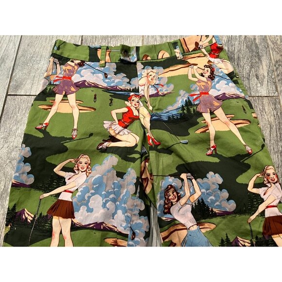 Loudmouth Golf Shorts Mens size 32 Pin Up Girl Retro 50s‎ All Over Print - Picture 3 of 8